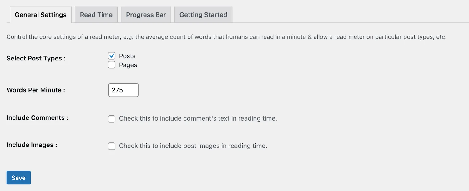 4 best plugins to add a Reading Progress Bar Indicator in WordPress Posts general-settings