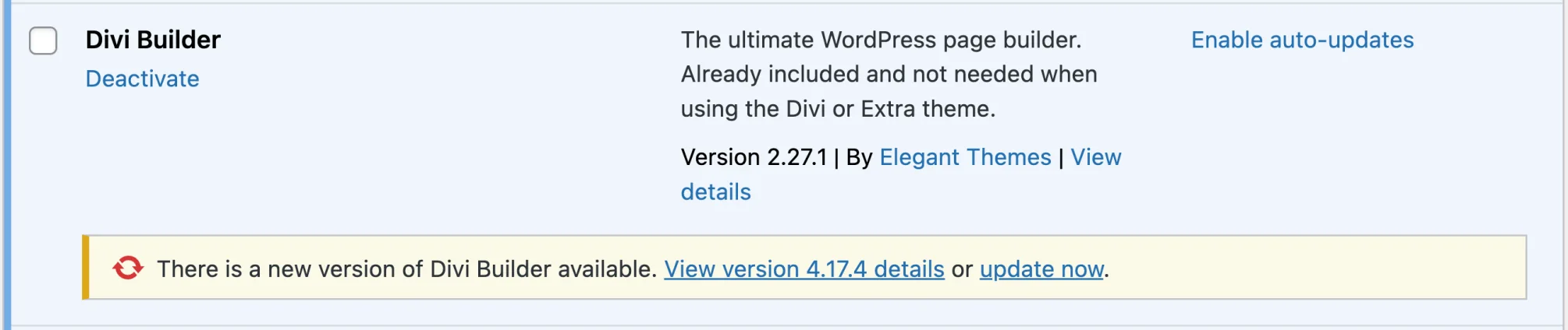 How to disable updates for a specific plugin in WordPress divi builder before update
