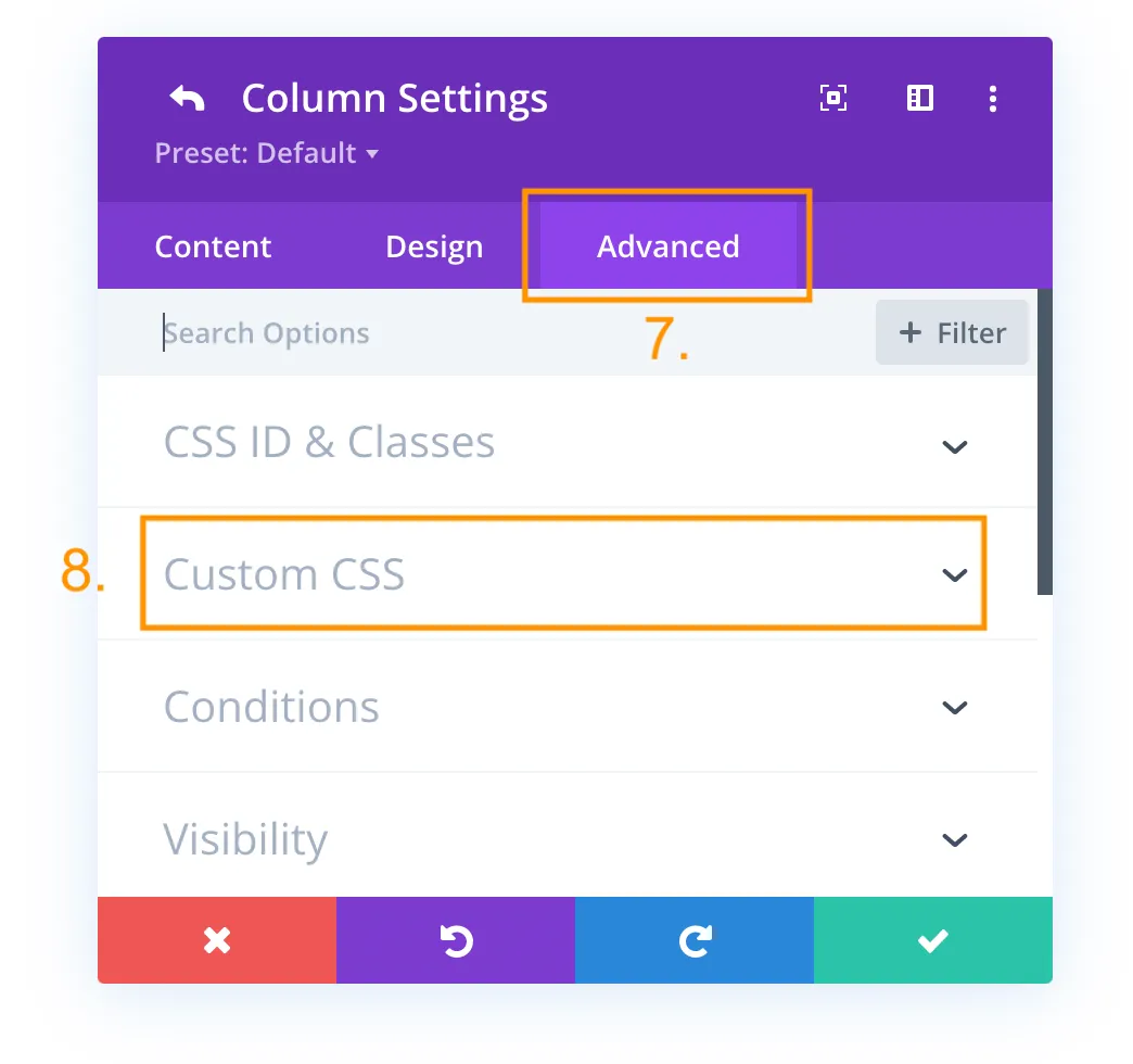 How to vertically centralize text or content in DIVI divi-column-settings-advanced