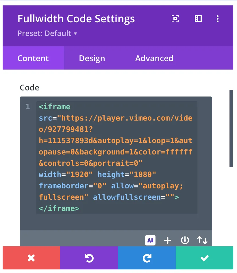 How to Use Vimeo Video Full Width Section in DIVI with Autoplay, Loop, and Hidden Controls full width code